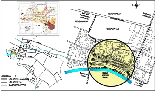 Gambar 1  Peta dan Pencapaian Lokasi Pasar Gawok  Sumber Peneliti,2019 