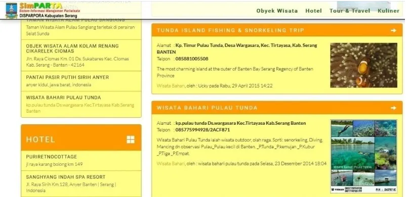 Gambar 4.1 Sistem Informasi Pariwisata Kabupaten Serang 