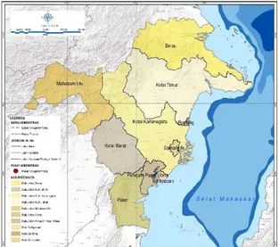 Gambar 1. Peta Provinsi Kalimantan Timur (Penulis, 2019) 