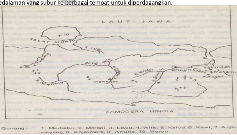 Gambar 2. 3. Alur-alur sungai sebagai jalur transportasi perdagangan 