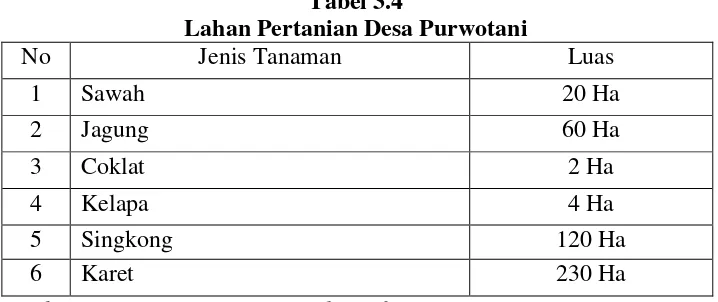 Tabel 3.3 Data Tempat Ibadah Warga Desa Purwotani 