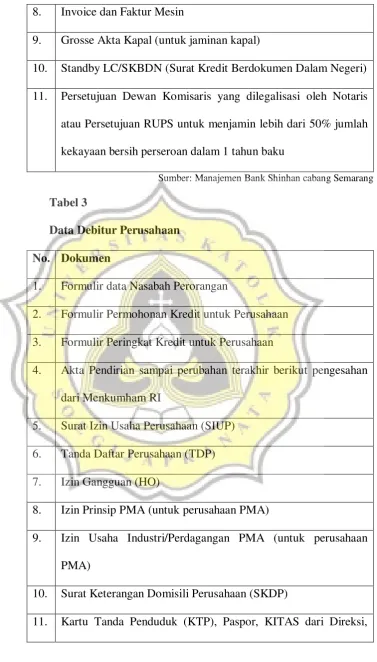 Tabel 3 Data Debitur Perusahaan 