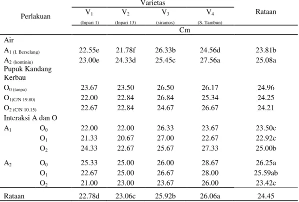 Tabel 9.   Rataan Panjang Akar per Rumpun (cm) pada Perlakuan Air, Pupuk Kandang  Kerbau dan Varietas serta Interaksinya