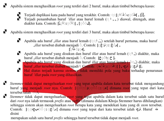 Tabel 4.2: Kata yang tidak berhasil di stemming 
