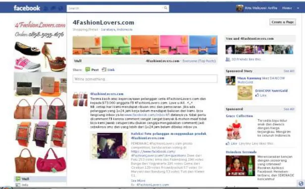 Gambar 3. Tampilan Home Facebook dari Akun Bisnis Sepatu Vicky Shu[2] 