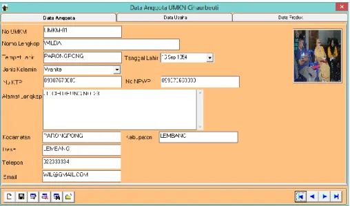 Gambar 4.1.3. User Interface Form Data Anggota UMKM Cihaurbeuti 