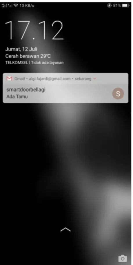 Gambar 3 Notifikasi email pada smartphone 