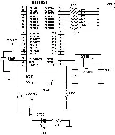 Gambar 3.4  Rangkaian minimum mikrokontroller AT89S51 