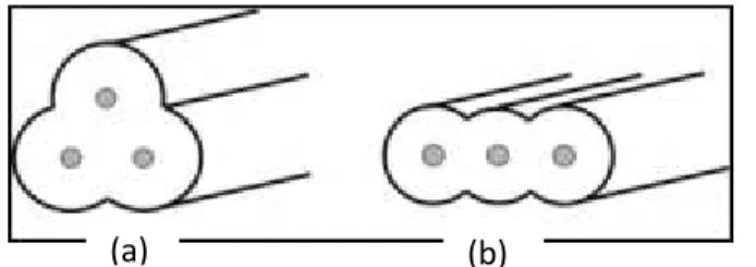 Gambar 1. Dua tipe konfigurasi coupler 3×3: (a) segitiga dan (b) planar [8].