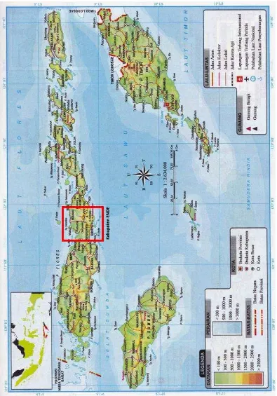 Gambar 3.1 Peta Provinsi Nusa Tenggara Timur Sumber: Buana Raya, 2012 (dimodifikasi) 
