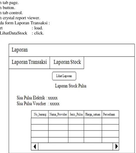 Gambar 9 Rancangan Input Form Laporan Stock Barang.  4.6   Uji Coba Aplikasi 