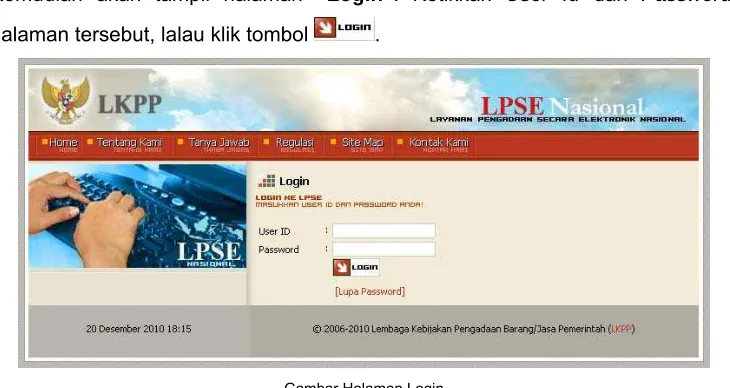 Gambar Halaman Utama LPSE 