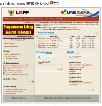 Gambar Halaman Utama LPSE 