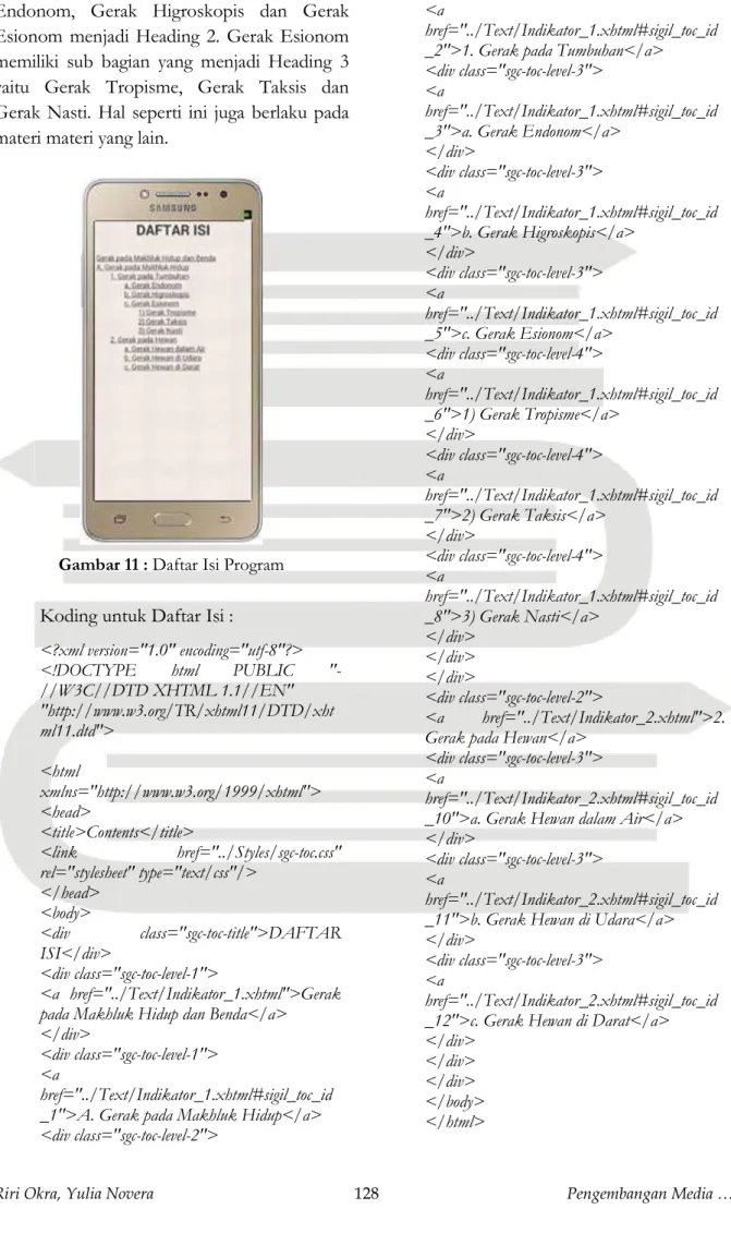 Gambar 11 : Daftar Isi Program  Koding untuk Daftar Isi : 