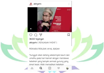 Gambar 5. Post video “Perkara Perusak Amal Ibadah” 