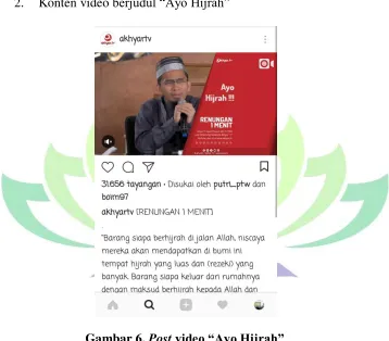 Gambar 6. Post video “Ayo Hijrah” 