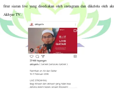Gambar 7. Post tentang siaran live kajian ustadz Adi  dalam akun Akhyar TV 