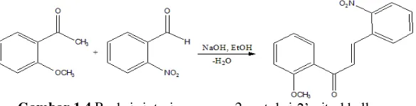 Gambar 1.4 Reaksi sintesis senyawa 2-metoksi-2’-nitrokhalkon 