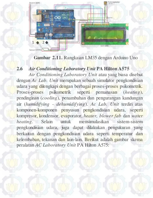 Gambar  2.11. Rangkaian LM35 dengan Arduino Uno  2.6 Air Conditioning Laboratory Unit PA Hilton A575 