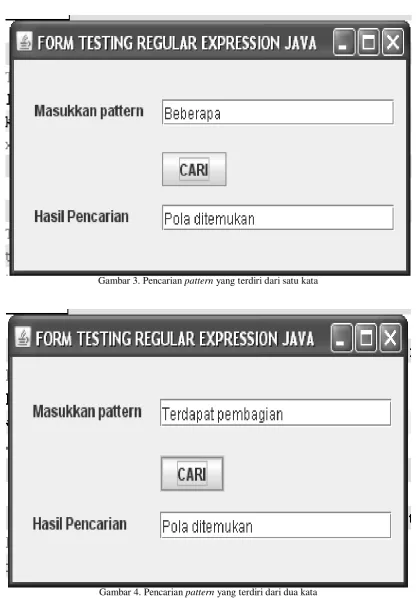 Gambar 4. Pencarian pattern yang terdiri dari dua kata 