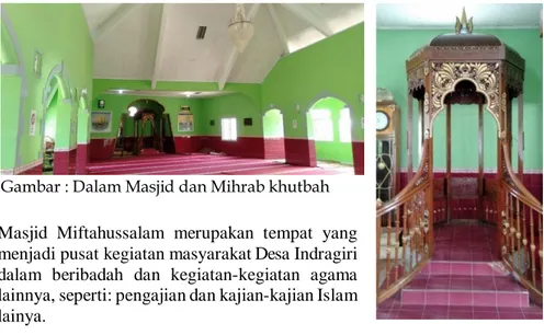 Gambar : Dalam Masjid dan Mihrab khutbah 