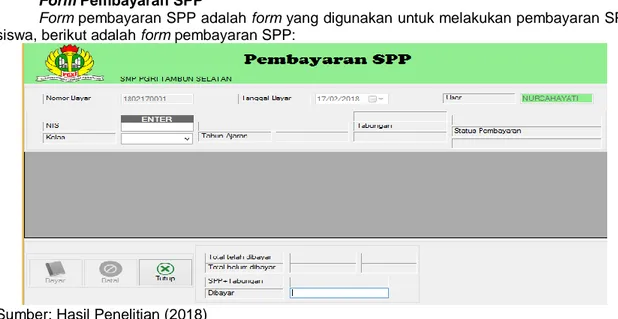 Gambar 7. Implementasi Program Form Pembayaran SPP 