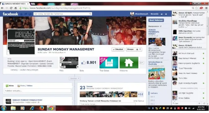 Gambar 4.3.2 Screenshoot Fan page Facebook EO Sunday Monday 