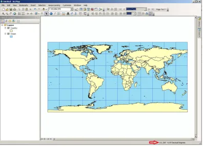 Gambar 5.3 Peta dunia dengan menggunakan sistem koordinat geographic. 