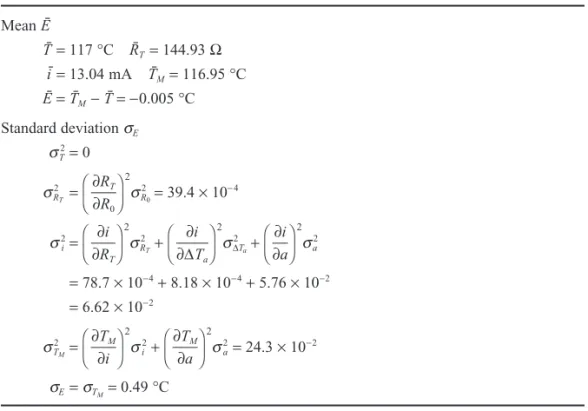 Table 3.3 summarises the calculation of + and σ E for the system when the mean