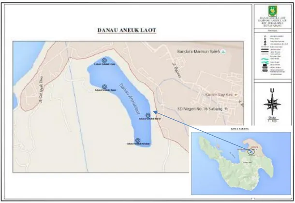 Gambar 1. Peta Danau Aneuk Laot yang menunjukkan lokasi sampling 
