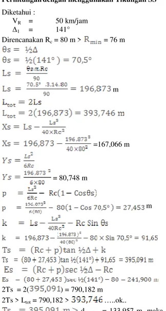 Gambar 7. Komponen-komponen perhitungan Tipe FC  c)  Menentukan Posisi Titik-Titik Tikungan 