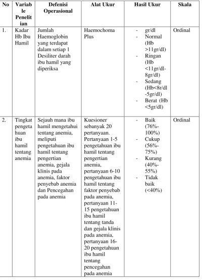 Tabel 3.1 Tabel Definisi Operasional 