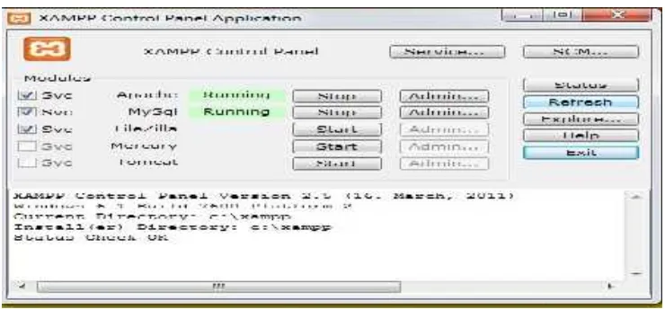 Gambar 2.2Gambar 2.2Gambar 2.2 XAMPP control panel application XAMPP control panel application XAMPP control panel application