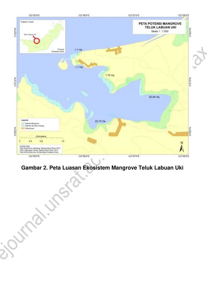 Gambar 2. Peta Luasan Ekosistem Mangrove Teluk Labuan Uki