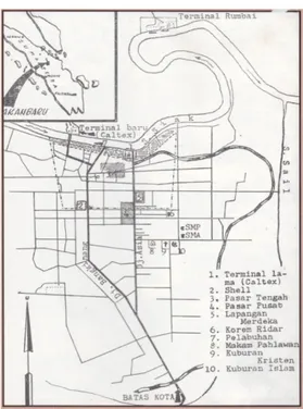 Gambar 1. Peta Kota Pekanbaru 1959. 