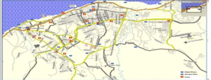 Gambar 1. Peta  Jalan  dan  Lokasi  Wisata Kota Kupang 