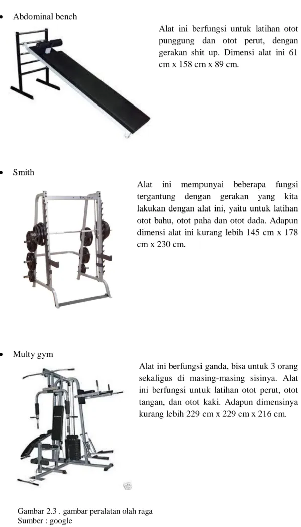 Gambar 2.3 . gambar peralatan olah raga  Sumber : google 