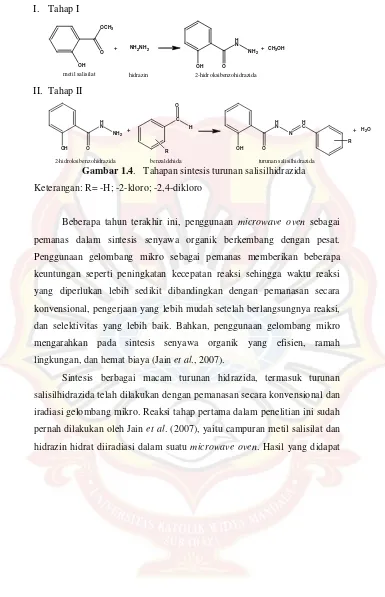 Gambar 1.4.   Tahapan sintesis turunan salisilhidrazida 