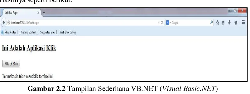 Gambar 2.2 Tampilan Sederhana VB.NET (Visual Basic.NET) 