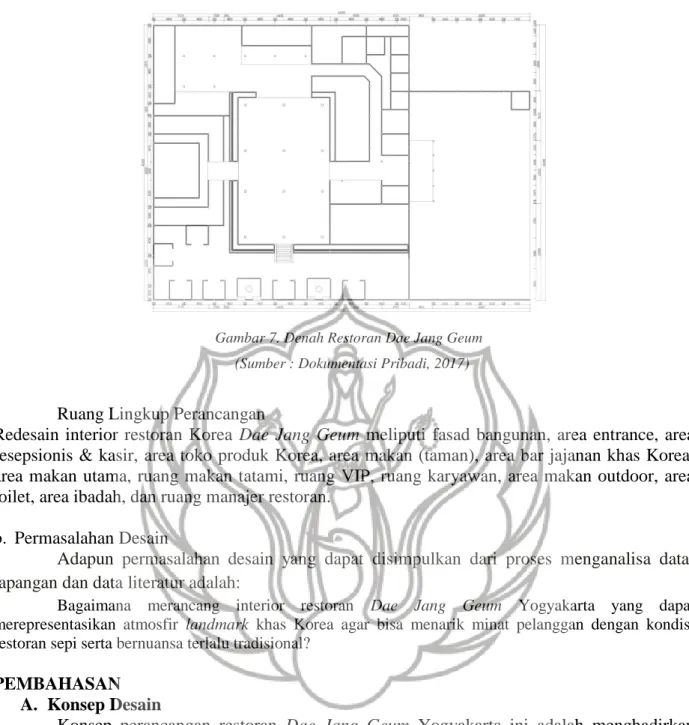 Gambar 7. Denah Restoran Dae Jang Geum    (Sumber : Dokumentasi Pribadi, 2017) 