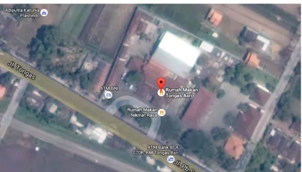 Gambar 4.8 Site Plan Rumah Makan Tongas Asri  Sumber : Google Earth 