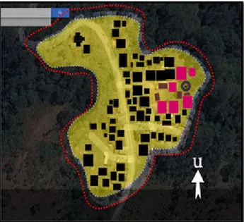 Gambar 4. Peta Persil Letak Elemen-Elemen Pemukiman Adat Dusun Nuaone  Sumber: diolah dari google eart.2013 