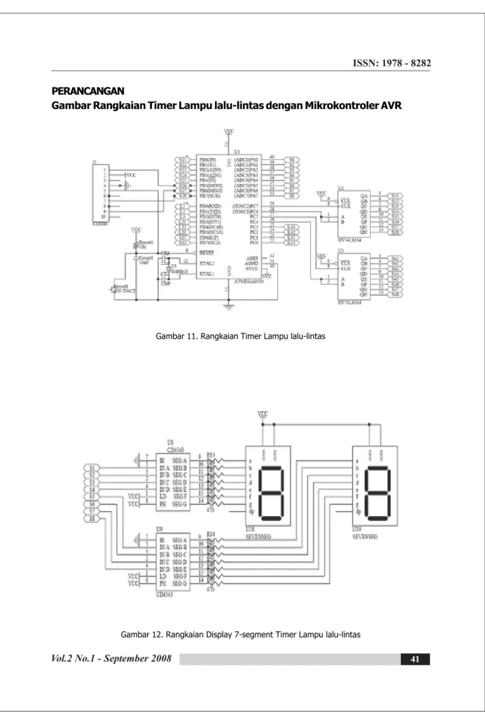 Gambar Rangkaian Timer Lampu lalu-lintas dengan Mikrokontroler AVR