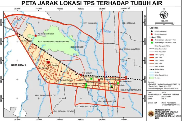 Gambar 2. Peta Jarak Lokasi TPS Terhadap Tubuh Air 