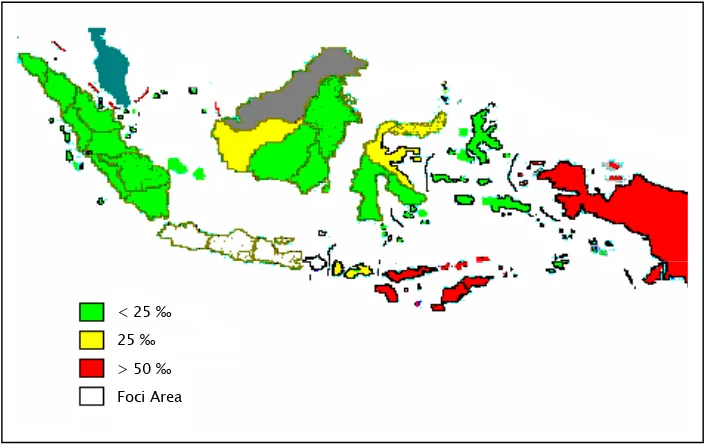 Figure 1. The incidence of malaria in Indonesia, 1999  