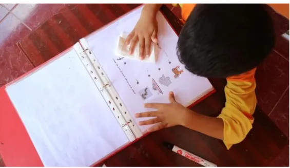 Gambar 3. Tampilan Folder Belajar saat Anak Membersihkan Bekas Spidol dengan  Tisu 