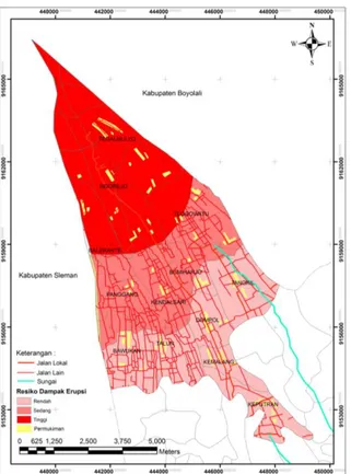Gambar 9. Peta Permukiman di Daerah Resiko  Dampak Erupsi Kecamatan Kemalang 