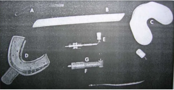 Gambar 7. Penggunaan Alat-alat sekali pakai, A. Impression tray, angle, Air/water syringe tip, B