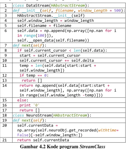 Gambar 4.2 Kode program StreamClass 
