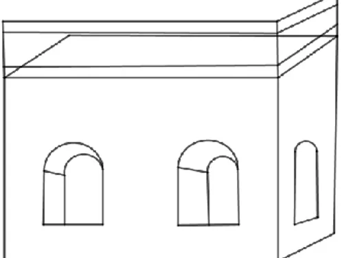 Gambar 5. Sketsa Panggung Krapyak tampak sudut sampingdan belakang  Kubus  merupakan  bangun  ruang  tiga  dimensi  yang  dibatasi  oleh  enam  bidang  sisi  yang kongruen berbentuk bujur sangkar